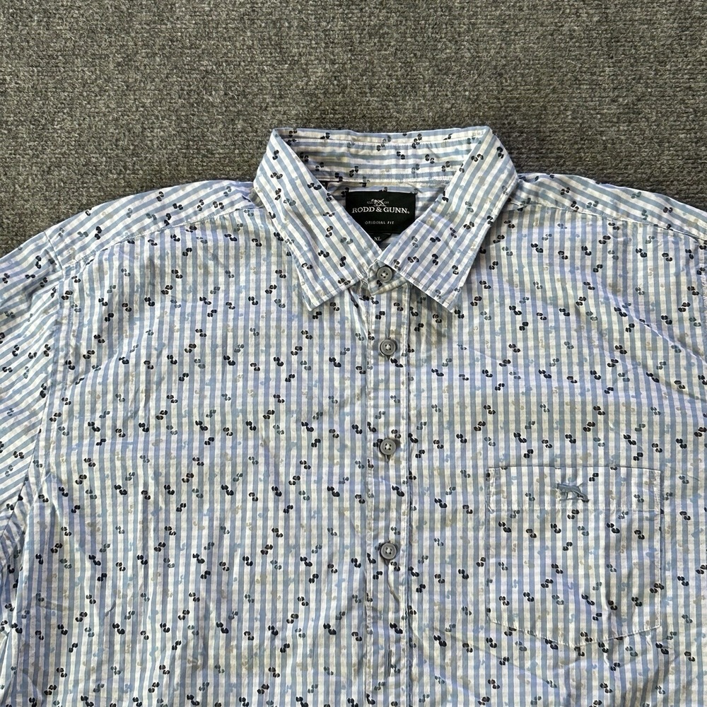 Rodd & Gunn Sweater Men Extra Large White Blue Original‎ Fit AOP Check Button Up